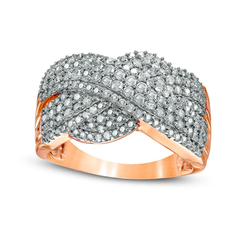 Image of ID 1 10 CT TW Natural Diamond Twist Shank Crossover Ring in Solid 10K Rose Gold