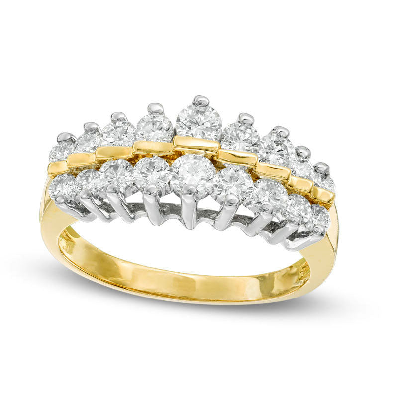 Image of ID 1 10 CT TW Natural Diamond Two Row Anniversary Ring in Solid 14K Gold