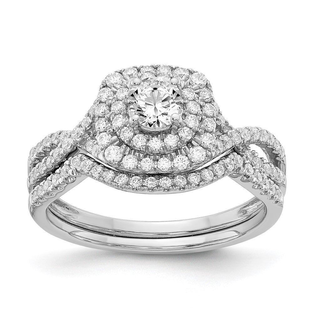 Image of ID 1 10 Ct Natural Diamond Halo Infinity Bridal Engagement Ring Set in 14K White Gold