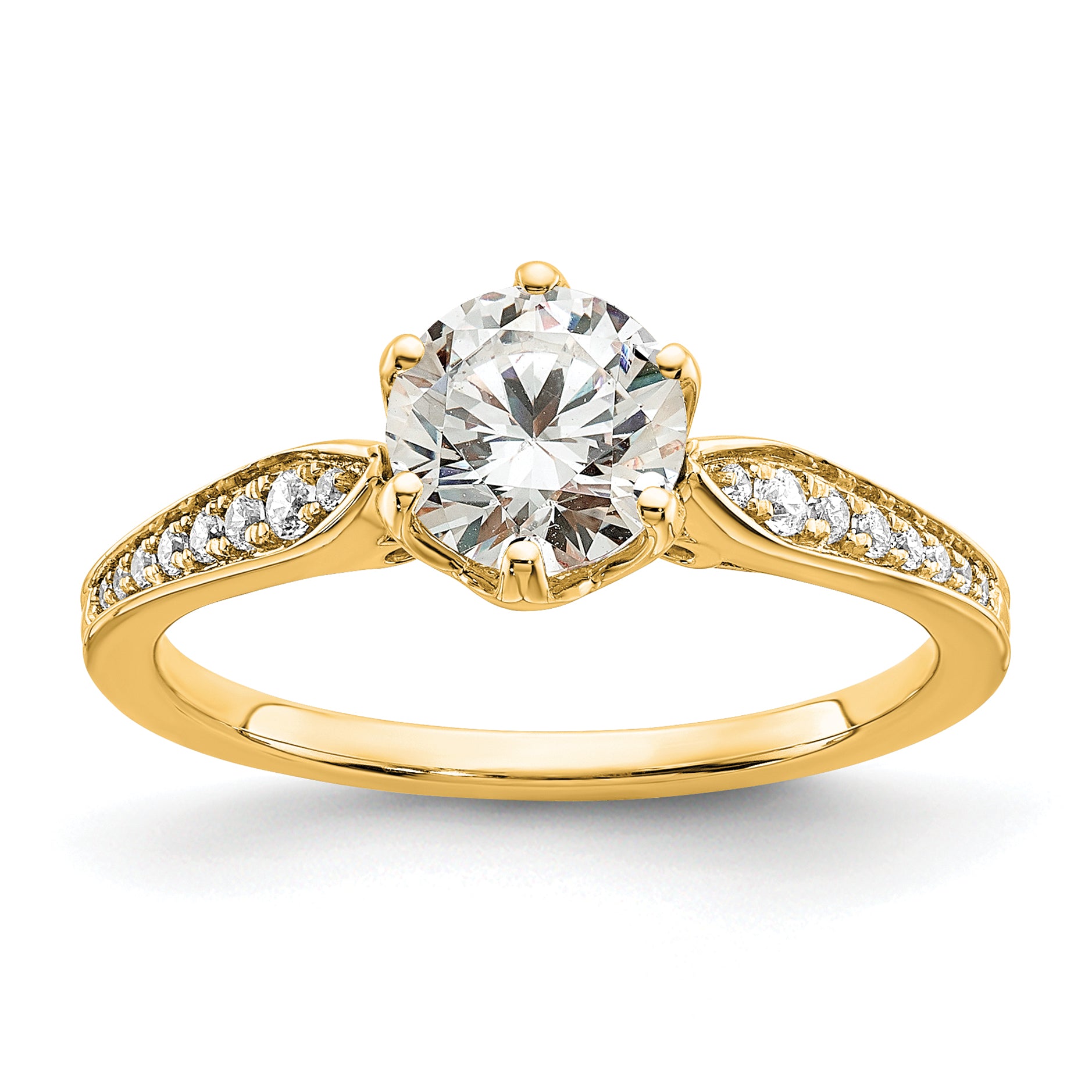 Image of ID 1 100ct CZ Solid Real 14k Polish 1ct Round Engagement Dia Ring