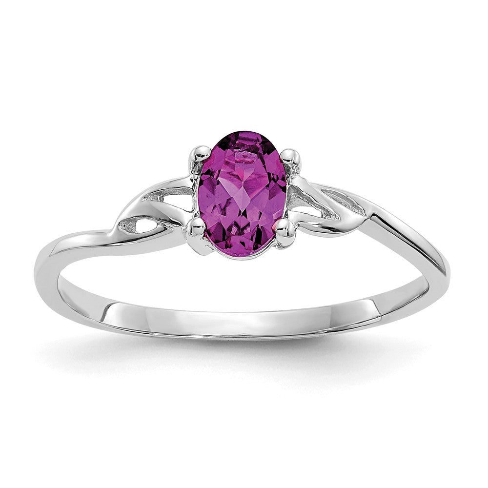 Image of ID 1 10K White Gold Polished Genuine Rhodolite Garnet Birthstone Ring