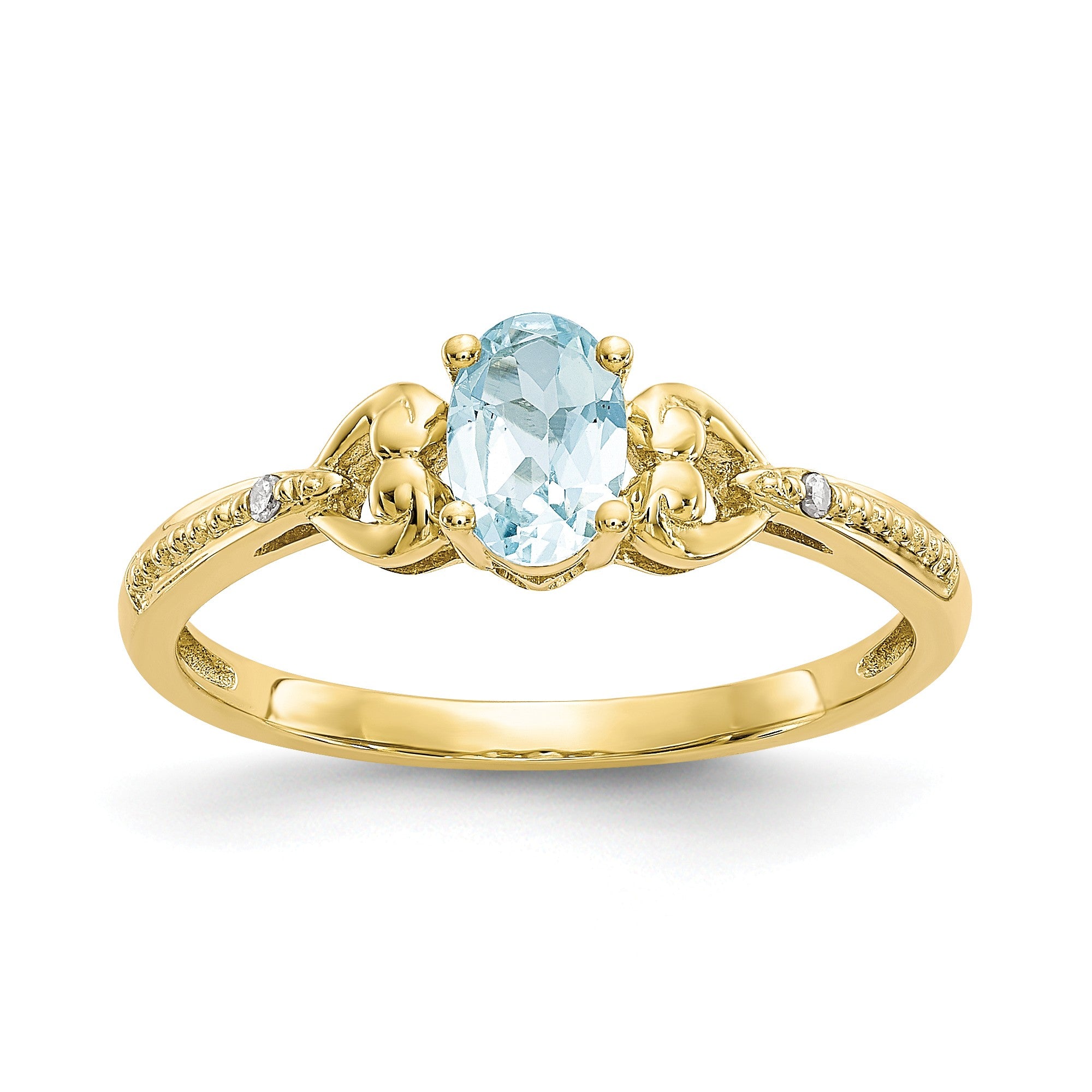 Image of ID 1 10K Yellow Gold Aquamarine Diamond Ring