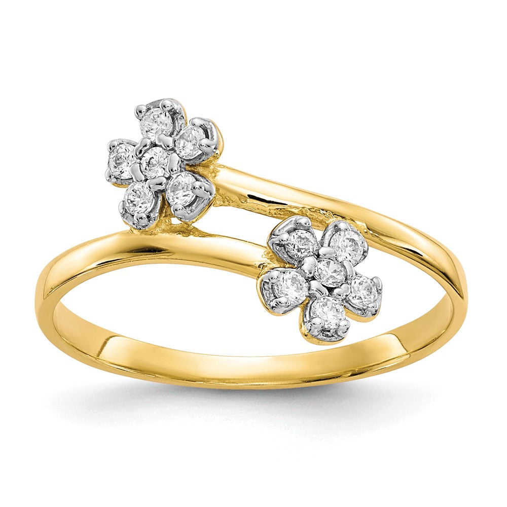 Image of ID 1 10K Yellow Gold Double Flower CZ Ring