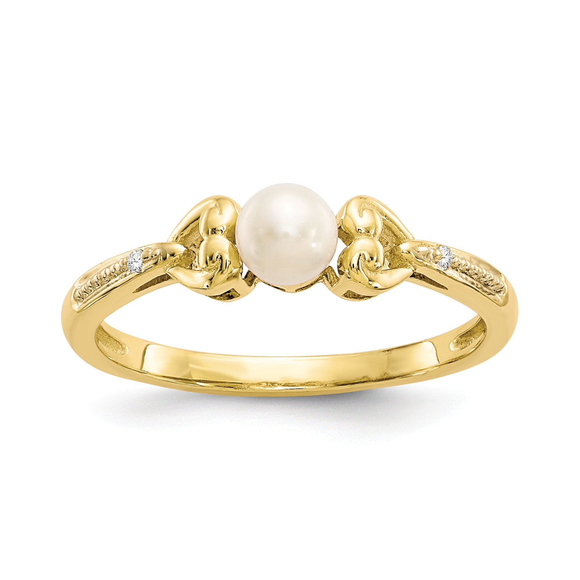 Image of ID 1 10K Yellow Gold FW Cultured Pearl Diamond Ring