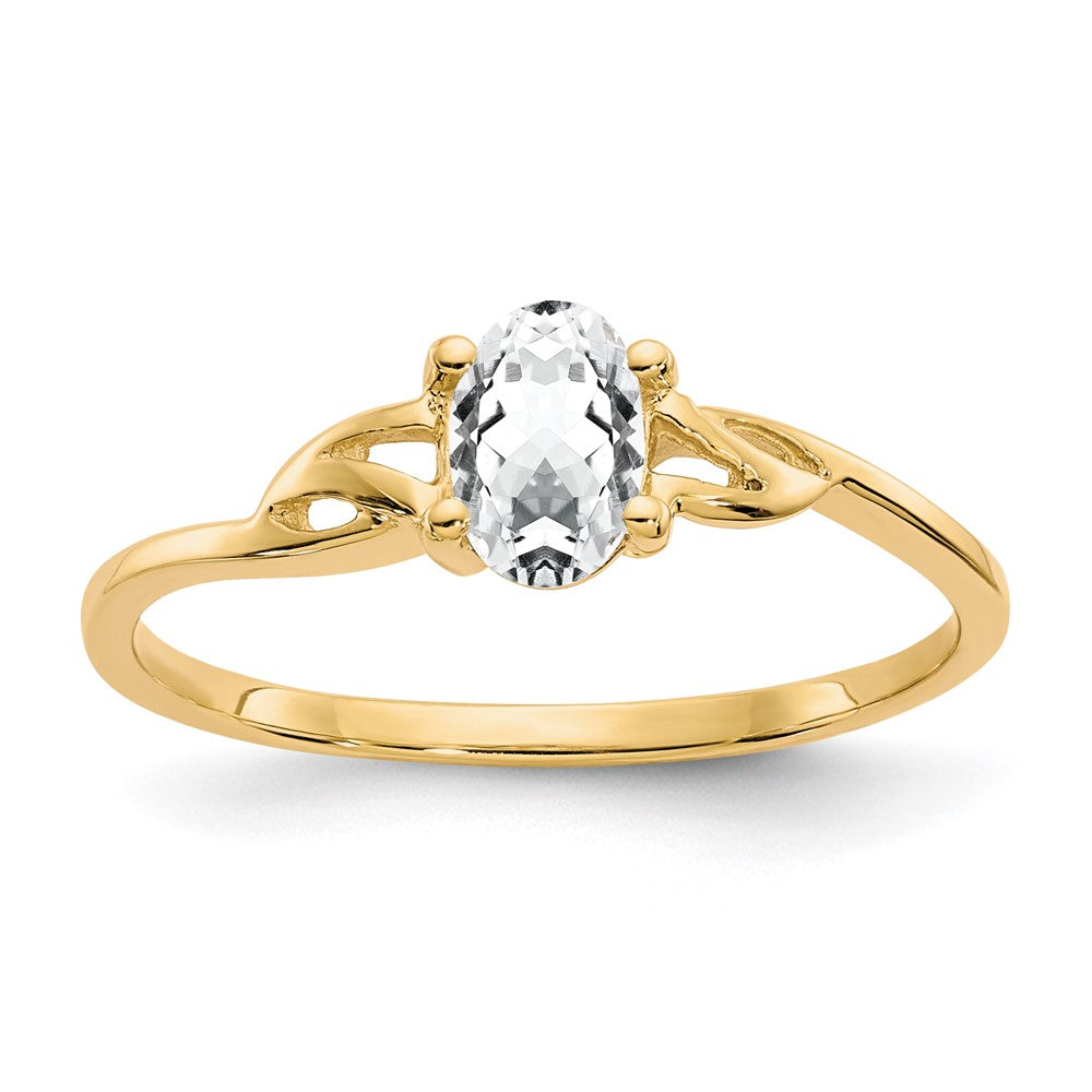 Image of ID 1 10K Yellow Gold Polished Geniune White Topaz Birthstone Ring