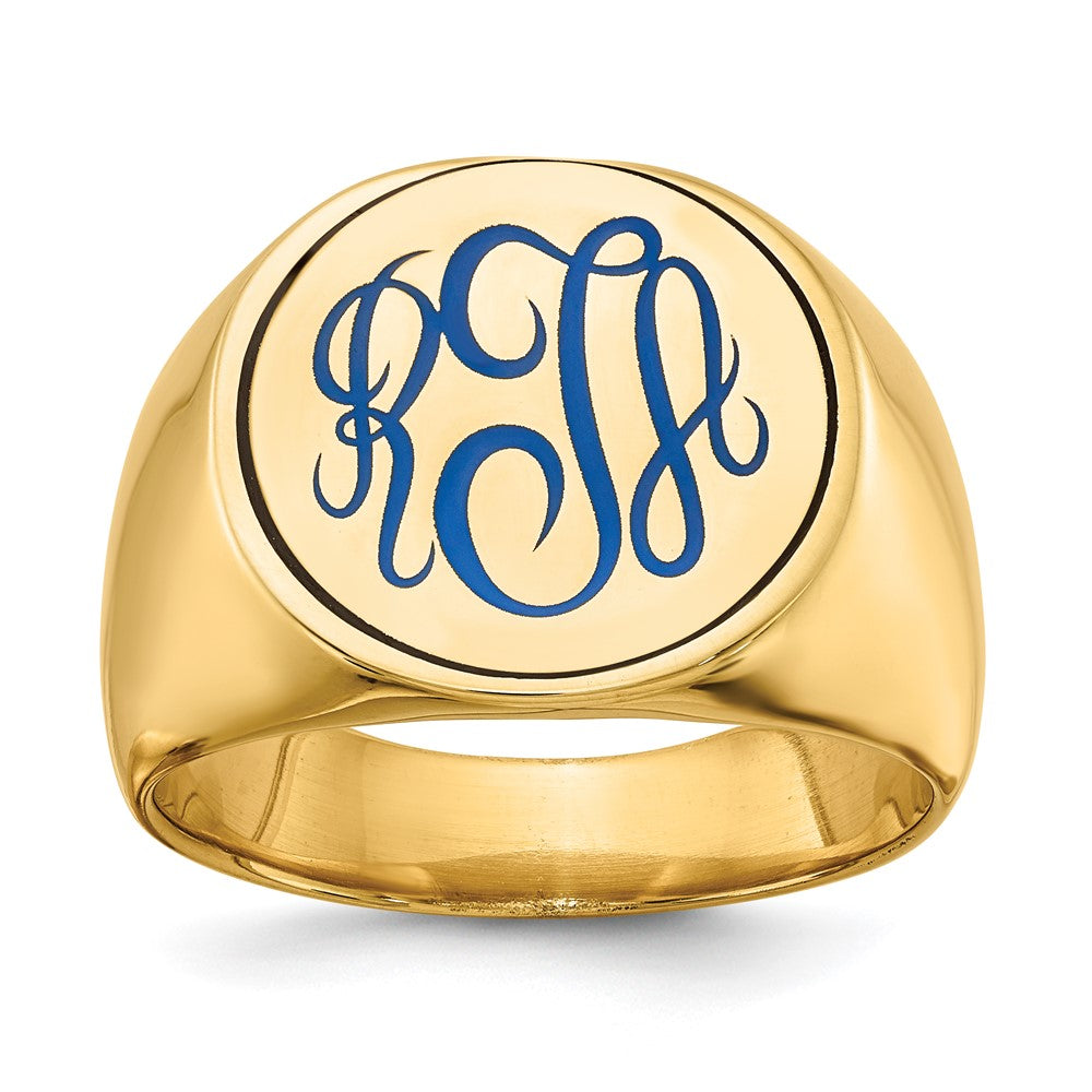 Image of ID 1 10K Yellow Gold Round with Engravable Top Signet Ring