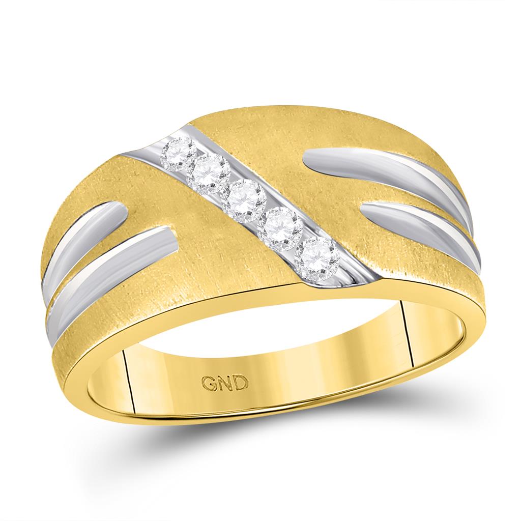 Image of ID 1 10k Two-tone Gold Round Diamond Band Ring 1/4 Cttw