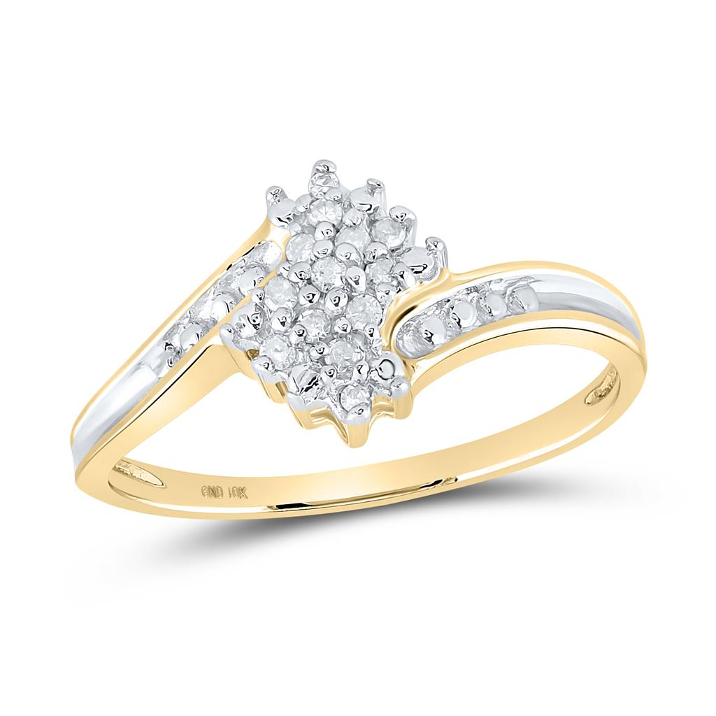 Image of ID 1 10k Two-tone Gold Round Diamond Cluster Ring 1/10 Cttw