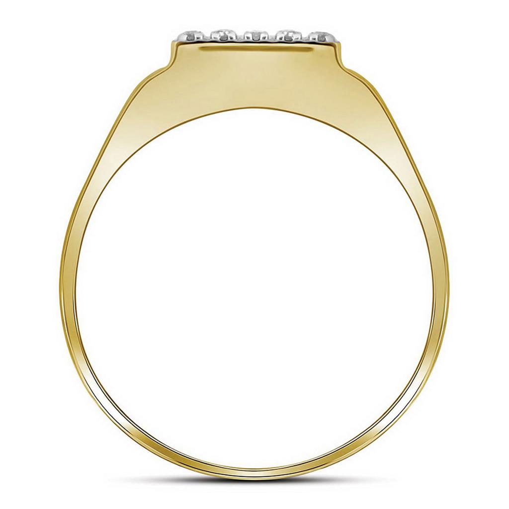 Image of ID 1 10k Two-tone Gold Round Diamond Square Ring 1/8 Cttw