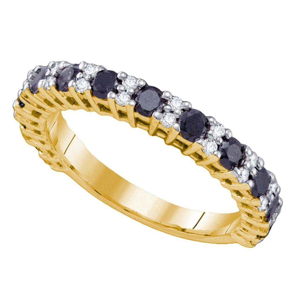 Image of ID 1 10k Yellow Gold Black Diamond Wedding Band Ring 1 Cttw