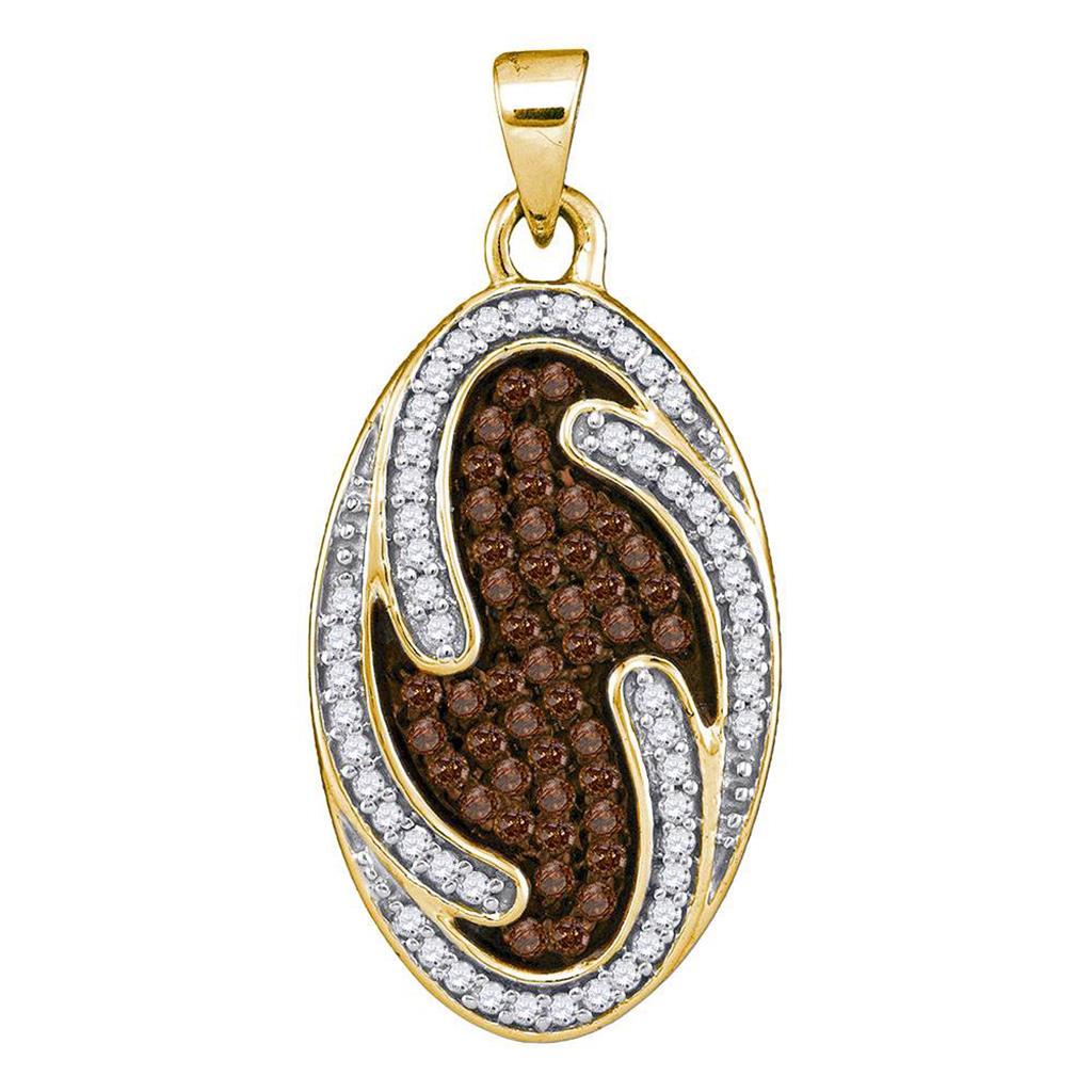 Image of ID 1 10k Yellow Gold Brown Diamond Oval Cluster Pendant 1/2 Cttw