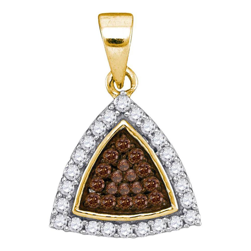Image of ID 1 10k Yellow Gold Brown Diamond Triangle Cluster Pendant 1/3 Cttw