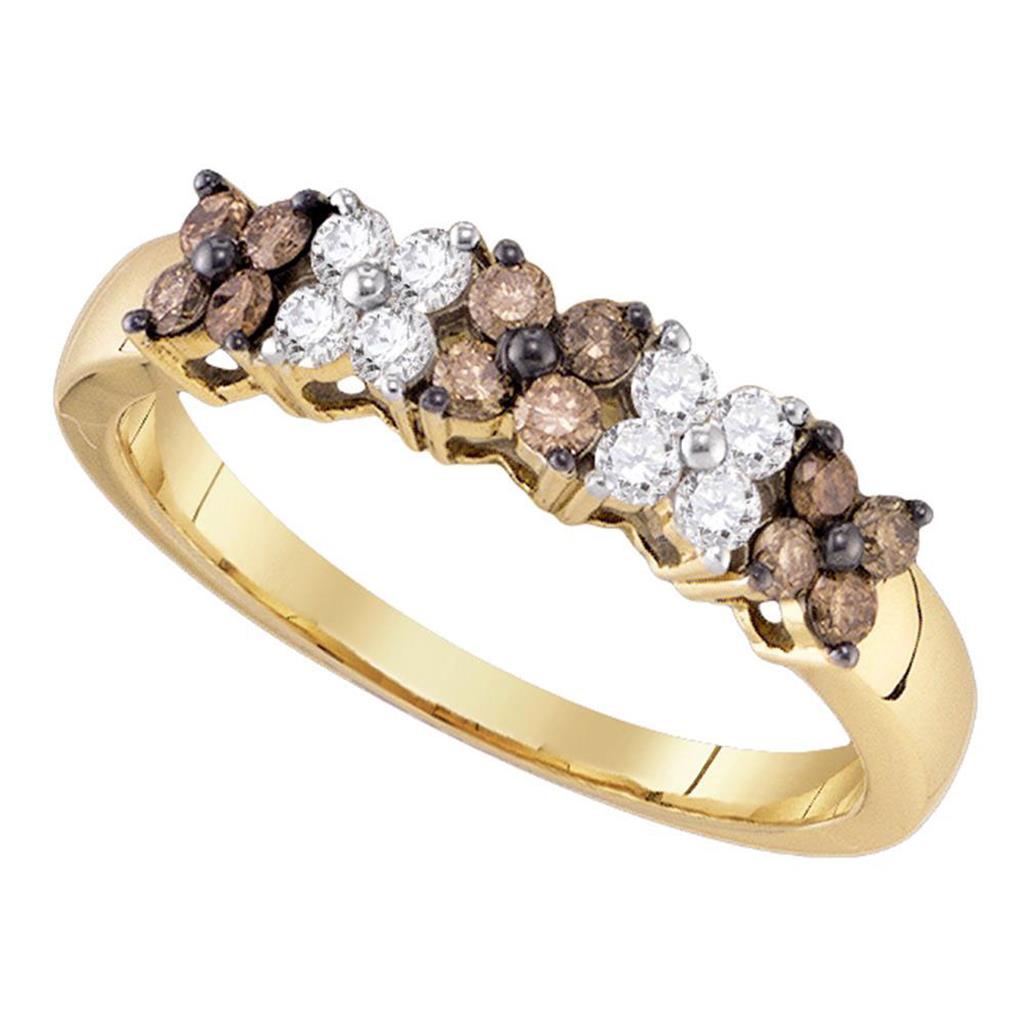 Image of ID 1 10k Yellow Gold Brown White Diamond Band RIng 1/2 Cttw