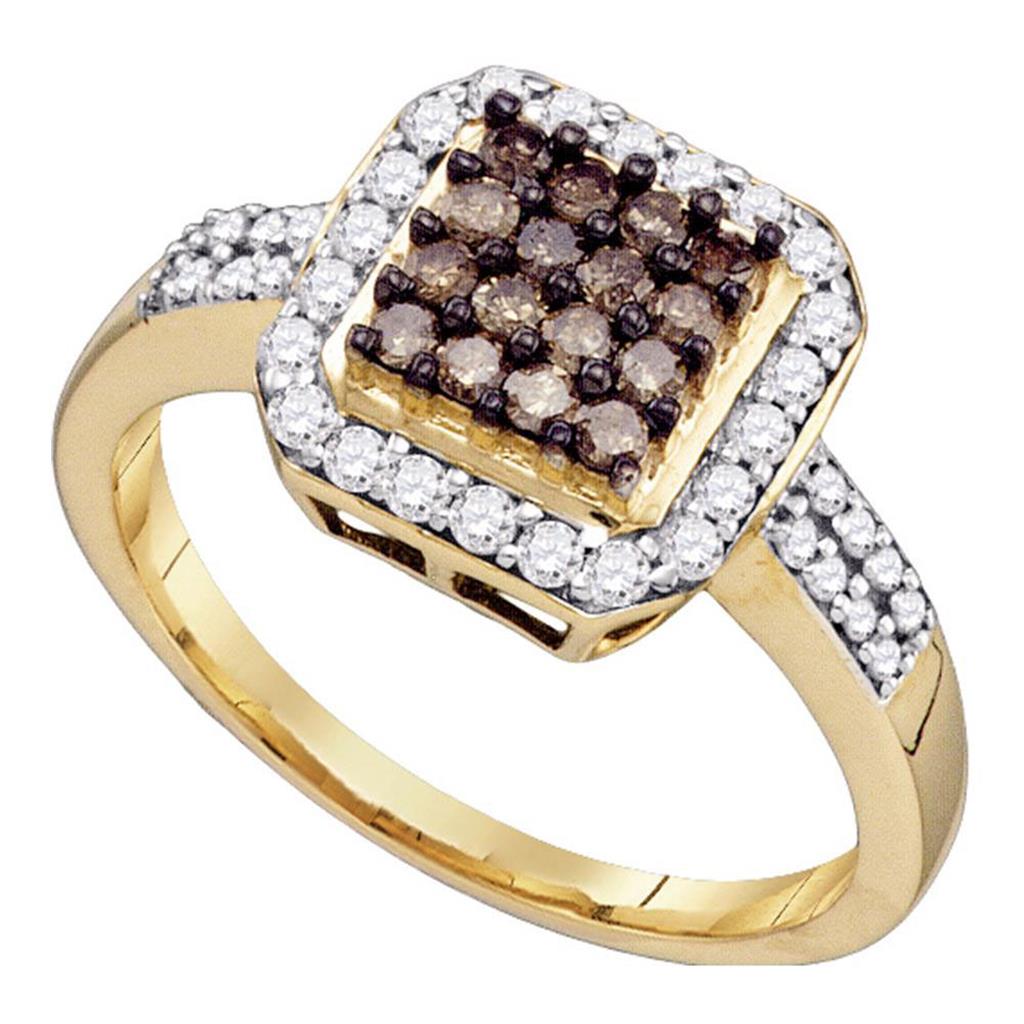 Image of ID 1 10k Yellow Gold Brown White Diamond Ring 1/2 Cttw