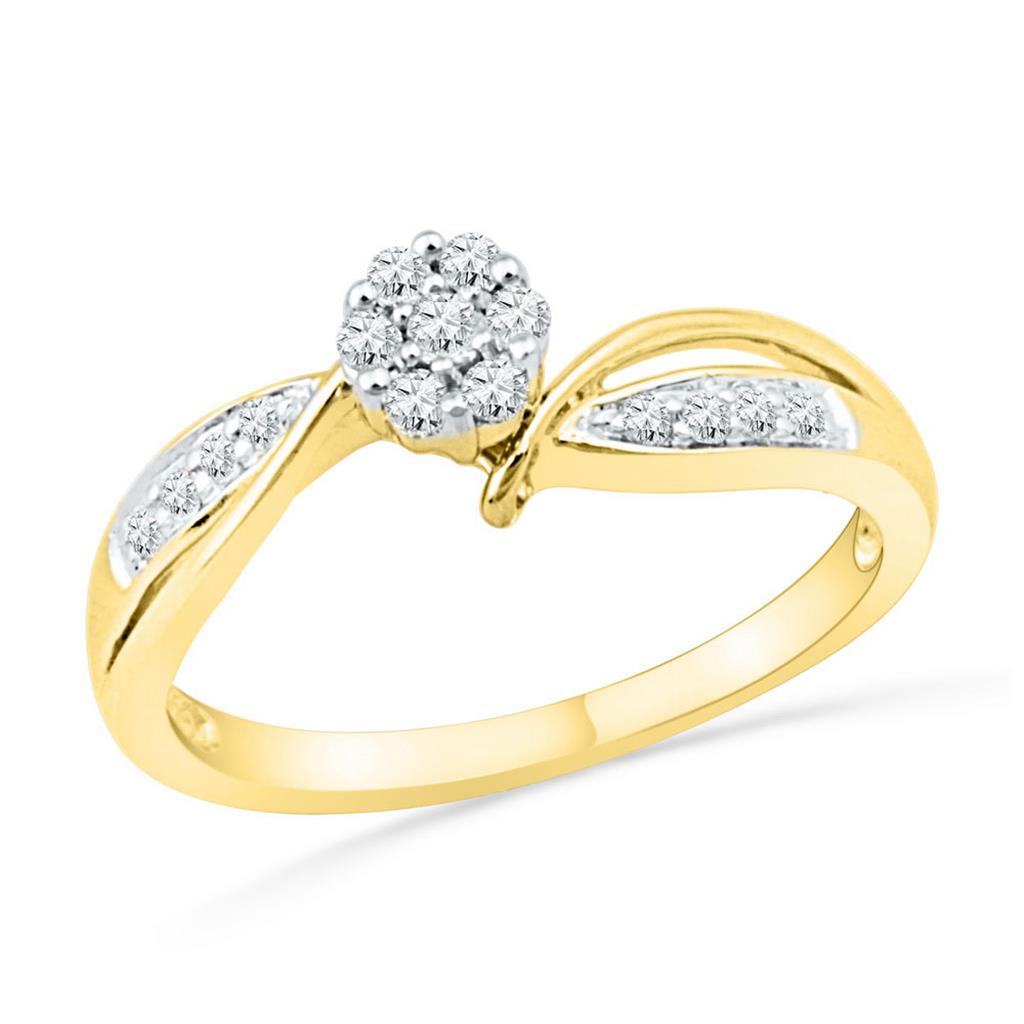 Image of ID 1 10k Yellow Gold Diamond Bridal Engagement Ring 1/5 Cttw