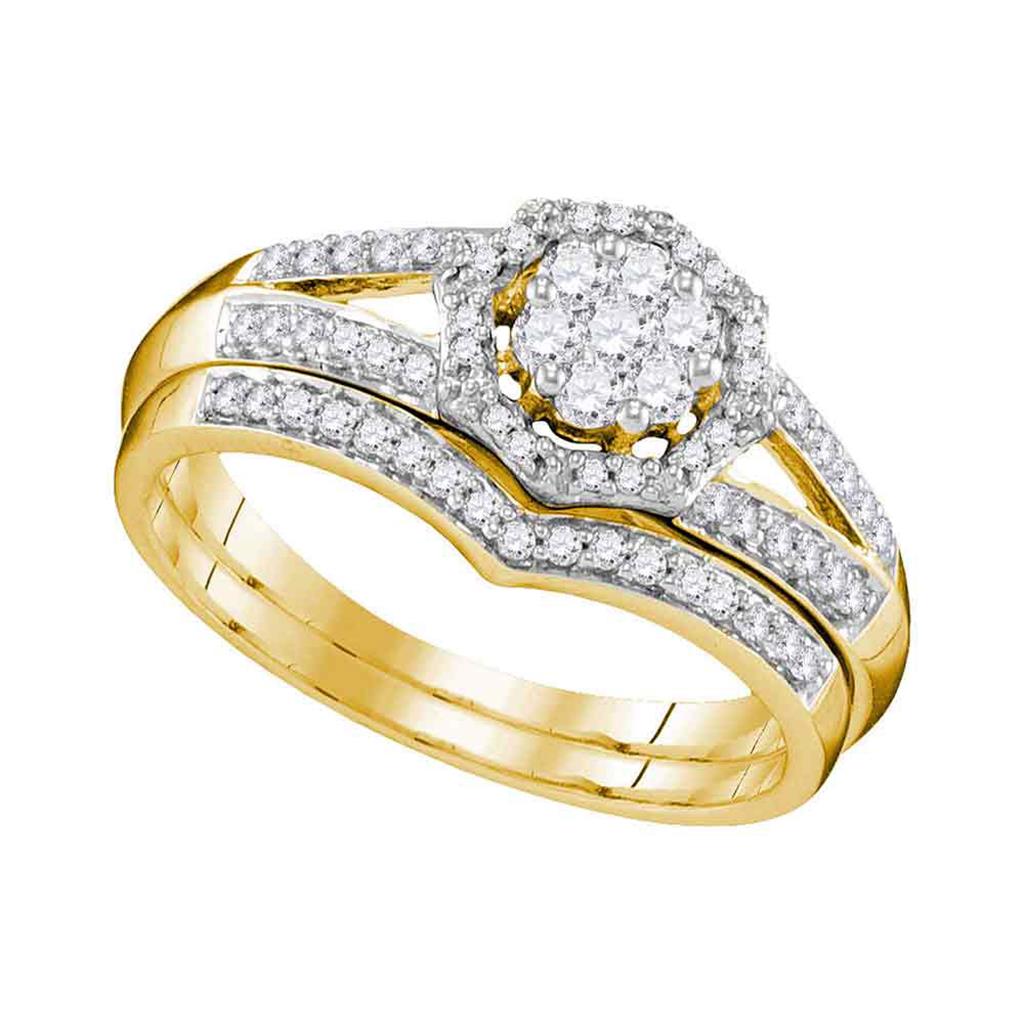 Image of ID 1 10k Yellow Gold Diamond Bridal Wedding Ring Set 1/2 Cttw