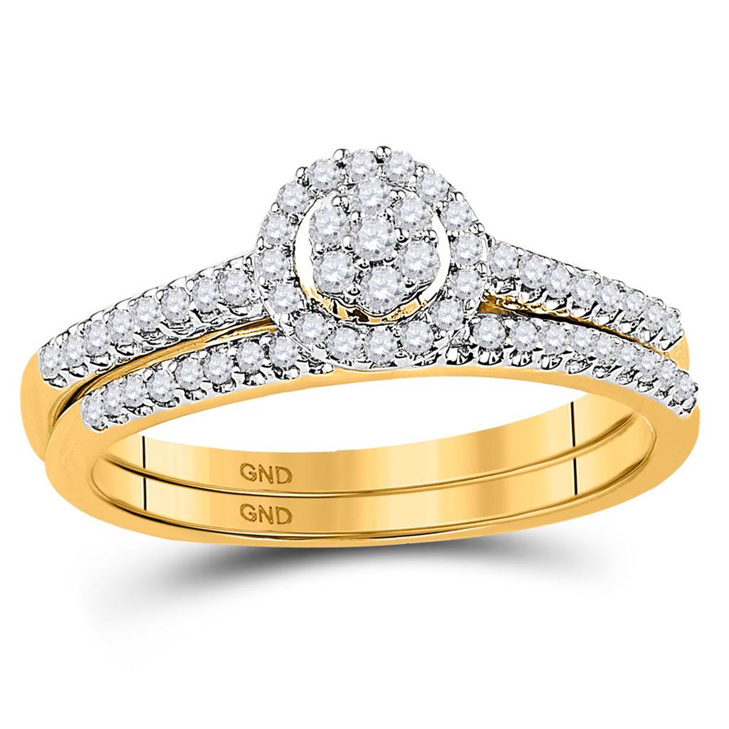 Image of ID 1 10k Yellow Gold Diamond Bridal Wedding Ring Set 1/3 Cttw
