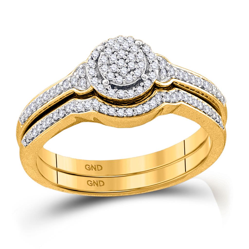 Image of ID 1 10k Yellow Gold Diamond Bridal Wedding Ring Set 1/4 Cttw