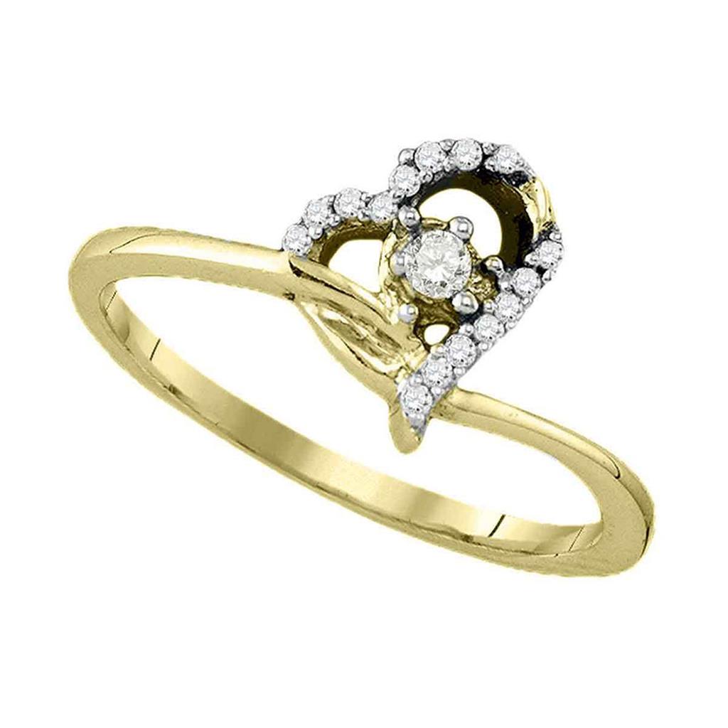 Image of ID 1 10k Yellow Gold Diamond Heart Promise Bridal Engagement Ring 1/10 Cttw