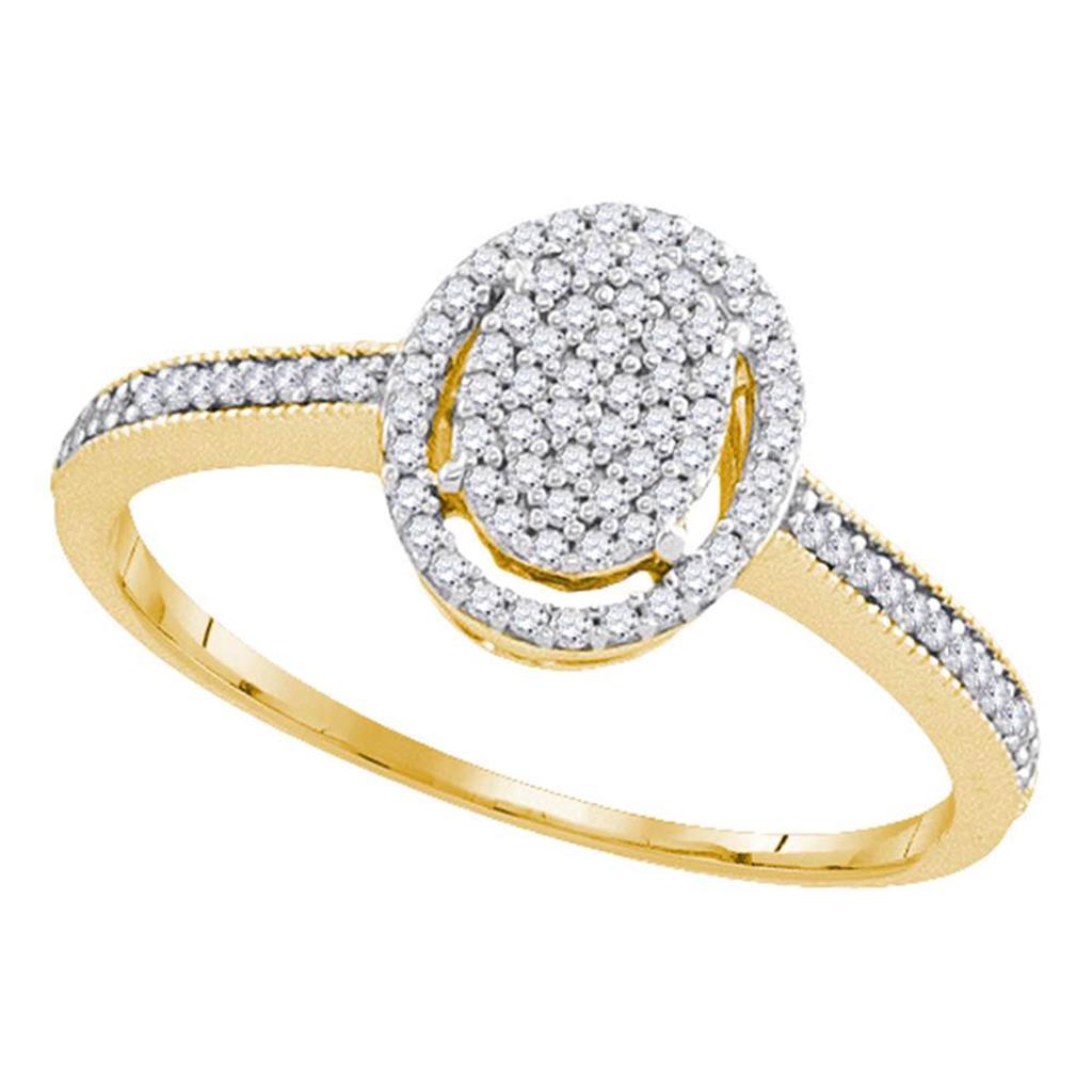 Image of ID 1 10k Yellow Gold Diamond Oval Frame Cluster Bridal Engagement Ring 1/5 Cttw