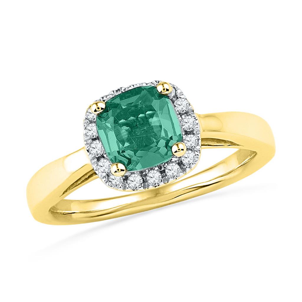 Image of ID 1 10k Yellow Gold Emerald Created Emerald Solitaire Ring 1-1/2 Cttw