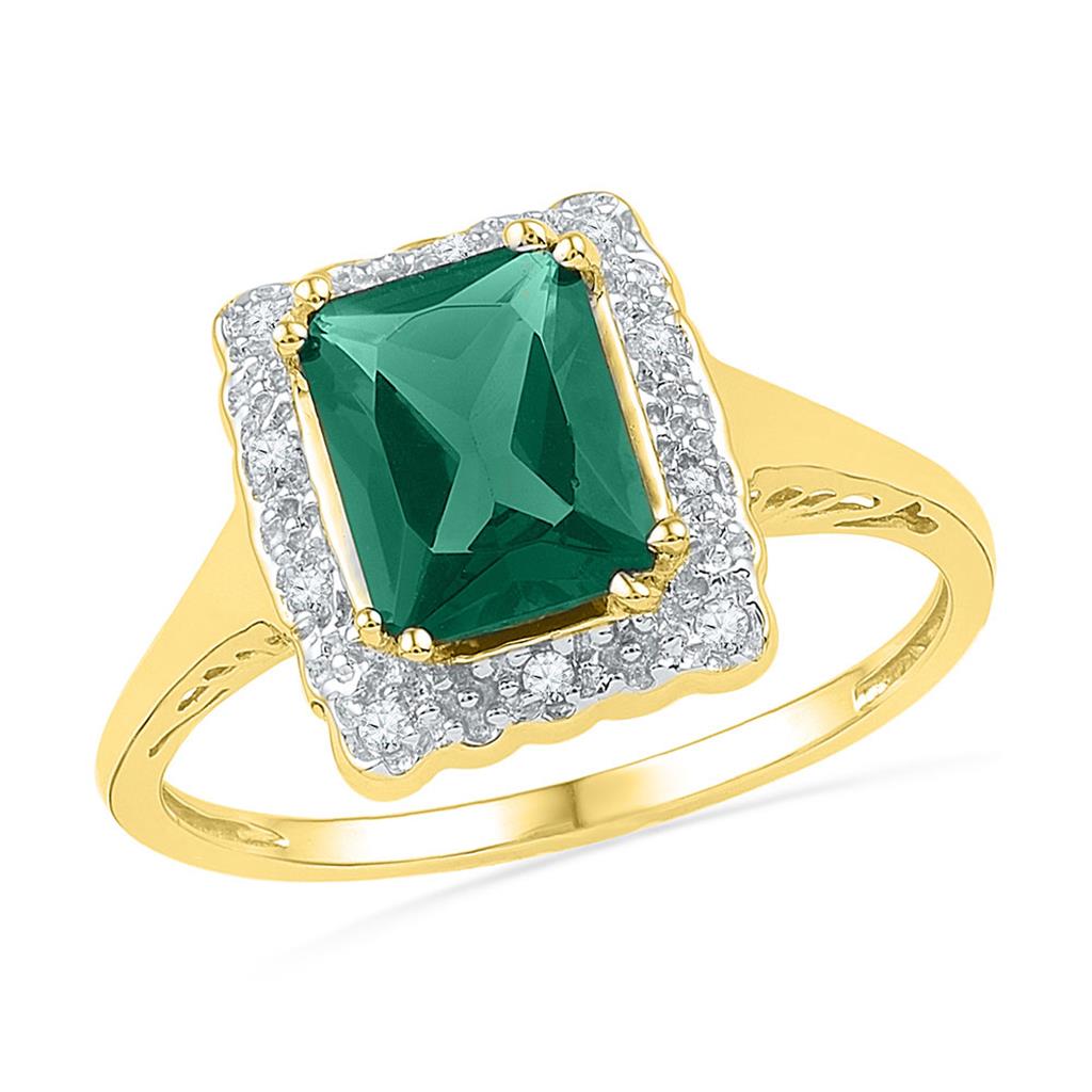 Image of ID 1 10k Yellow Gold Emerald Created Emerald Solitaire Ring 1-3/4 Cttw
