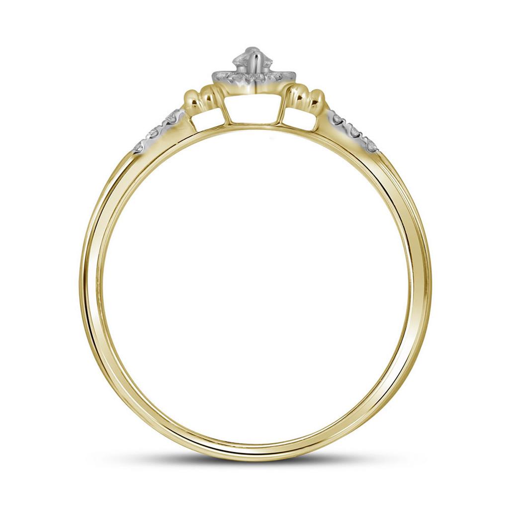 Image of ID 1 10k Yellow Gold Marquise Diamond Bridal Wedding Ring Set 1/5 Cttw