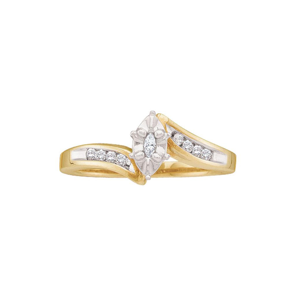 Image of ID 1 10k Yellow Gold Marquise Diamond Marquise Bridal Engagement Ring 1/6 Cttw