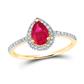 Image of ID 1 10k Yellow Gold Pear Created Ruby Solitaire Ring 1 Cttw