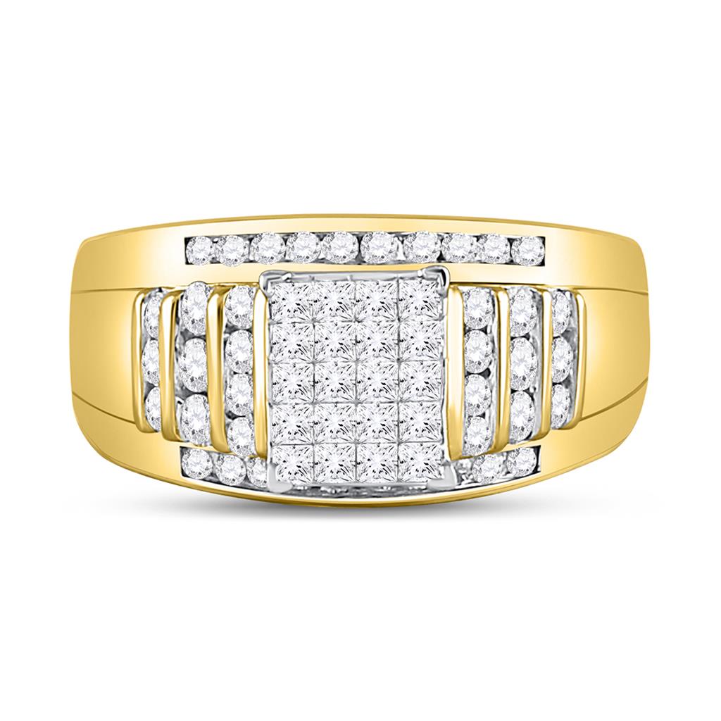 Image of ID 1 10k Yellow Gold Princess Diamond Cluster Ring 1 Cttw