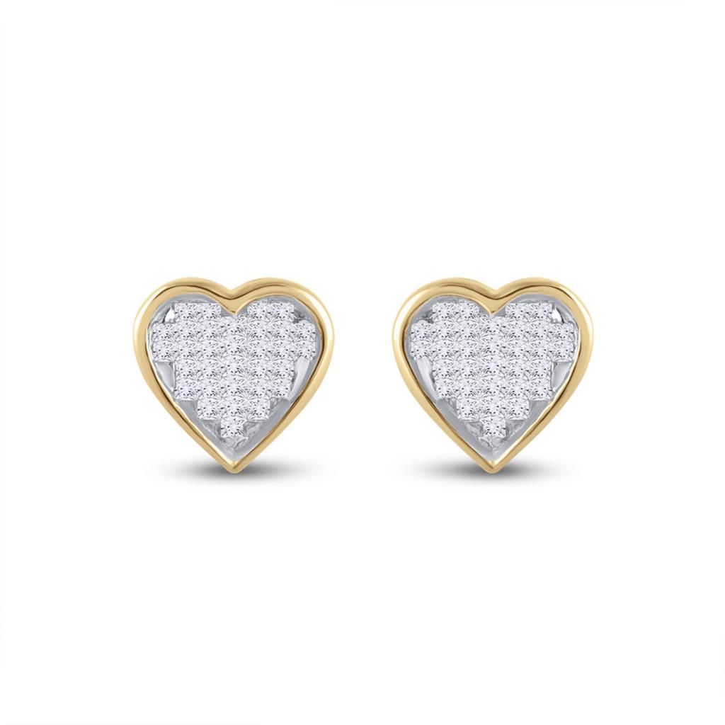 Image of ID 1 10k Yellow Gold Princess Diamond Heart Earrings 1/3 Cttw