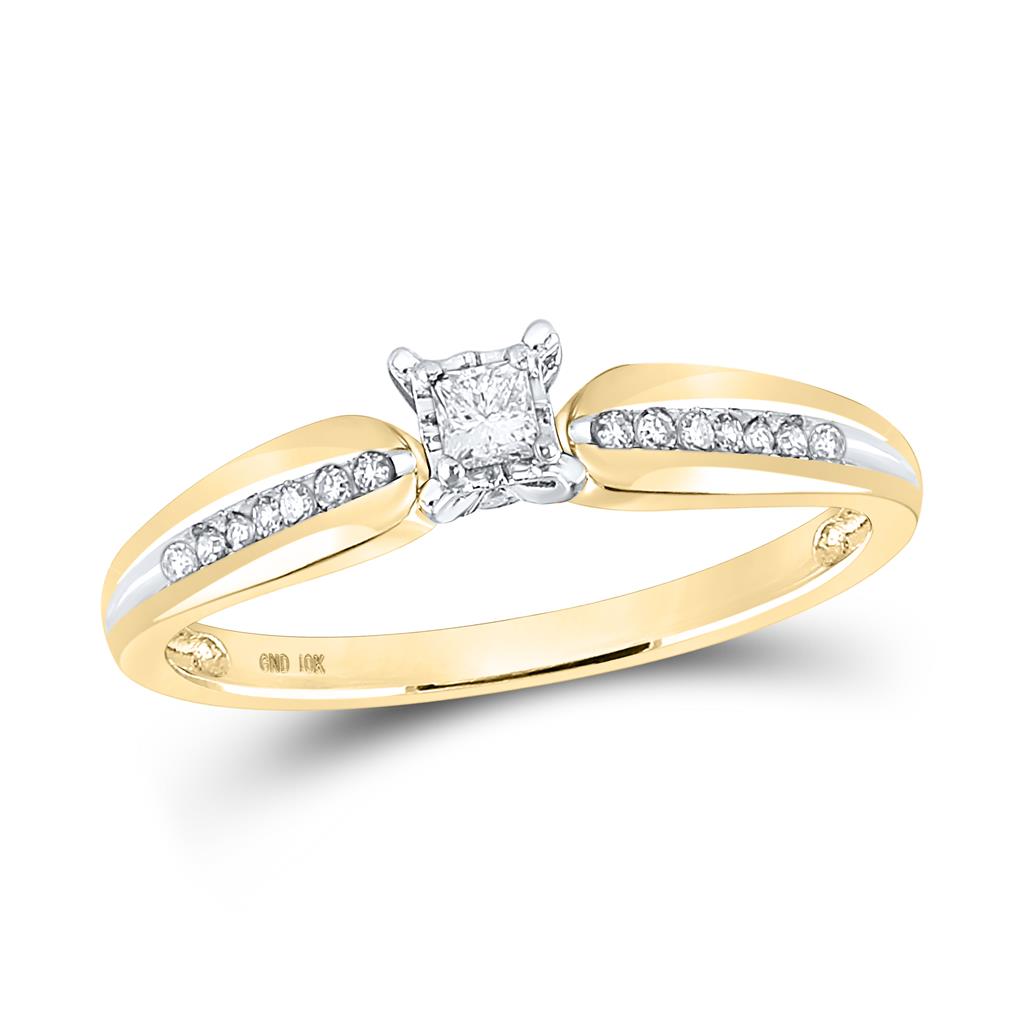 Image of ID 1 10k Yellow Gold Princess Diamond Solitaire Promise Ring 1/6 Cttw