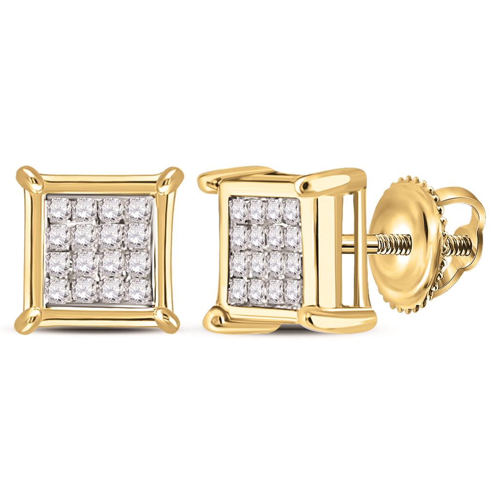 Image of ID 1 10k Yellow Gold Princess Diamond Square Earrings 1/6 Cttw