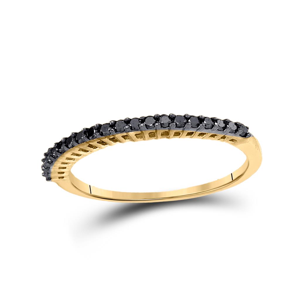 Image of ID 1 10k Yellow Gold Round Black Diamond Band Ring 1/4 Cttw Size 8