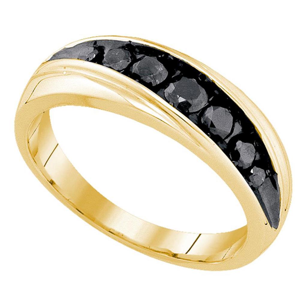 Image of ID 1 10k Yellow Gold Round Black Diamond Band Ring 3/4 Cttw