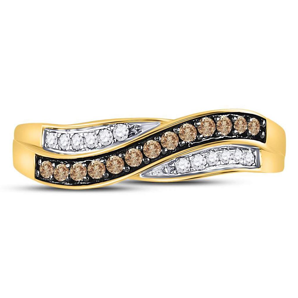 Image of ID 1 10k Yellow Gold Round Brown Diamond Band Ring 1/4 Cttw