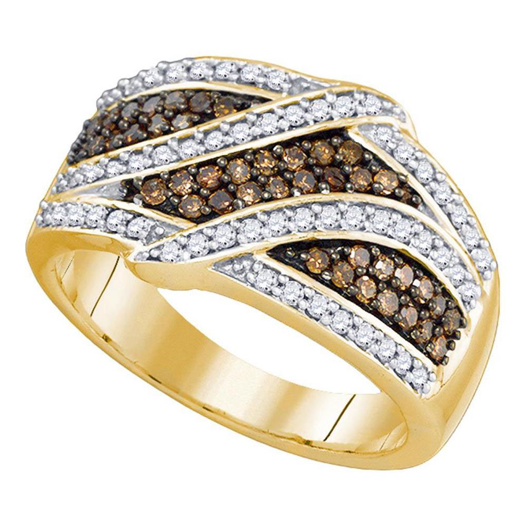 Image of ID 1 10k Yellow Gold Round Brown Diamond Band Ring 3/4 Cttw