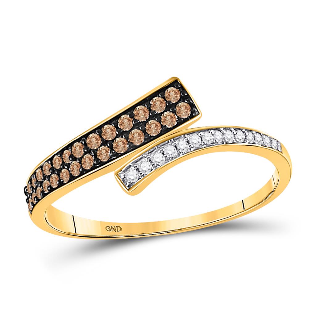 Image of ID 1 10k Yellow Gold Round Brown Diamond Bypass Band 1/4 Cttw