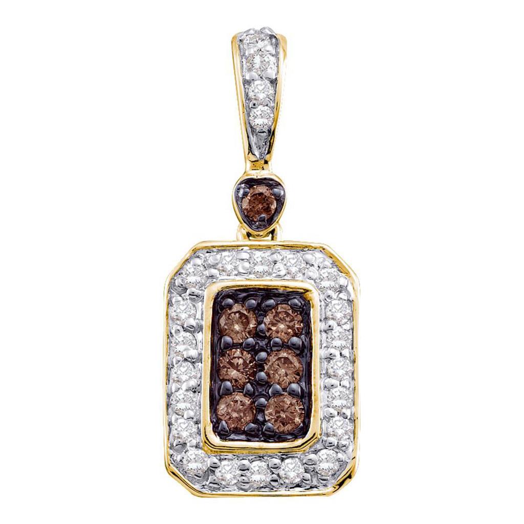 Image of ID 1 10k Yellow Gold Round Brown Diamond Fashion Pendant 1/4 Cttw