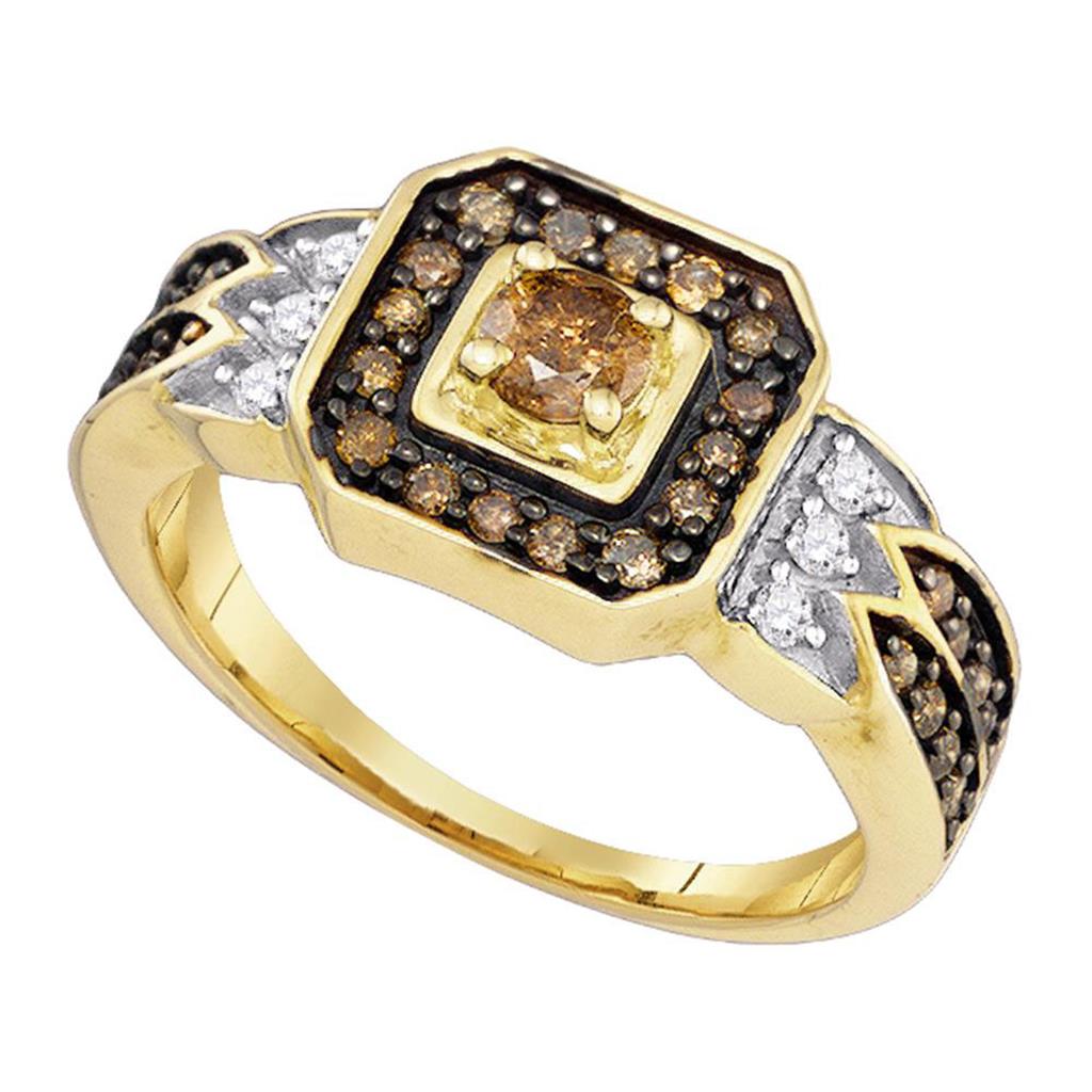 Image of ID 1 10k Yellow Gold Round Brown Diamond Fashion Ring 5/8 Cttw