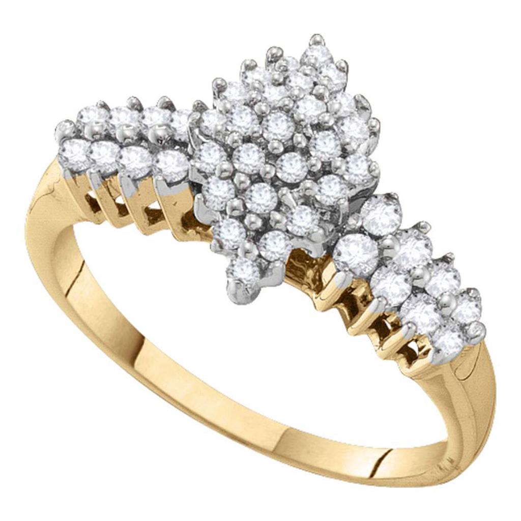 Image of ID 1 10k Yellow Gold Round Cluster Diamond Band Ring 1/2 Cttw