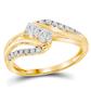 Image of ID 1 10k Yellow Gold Round Diamond 2-stone Bridal Engagement Ring 1/2 Cttw
