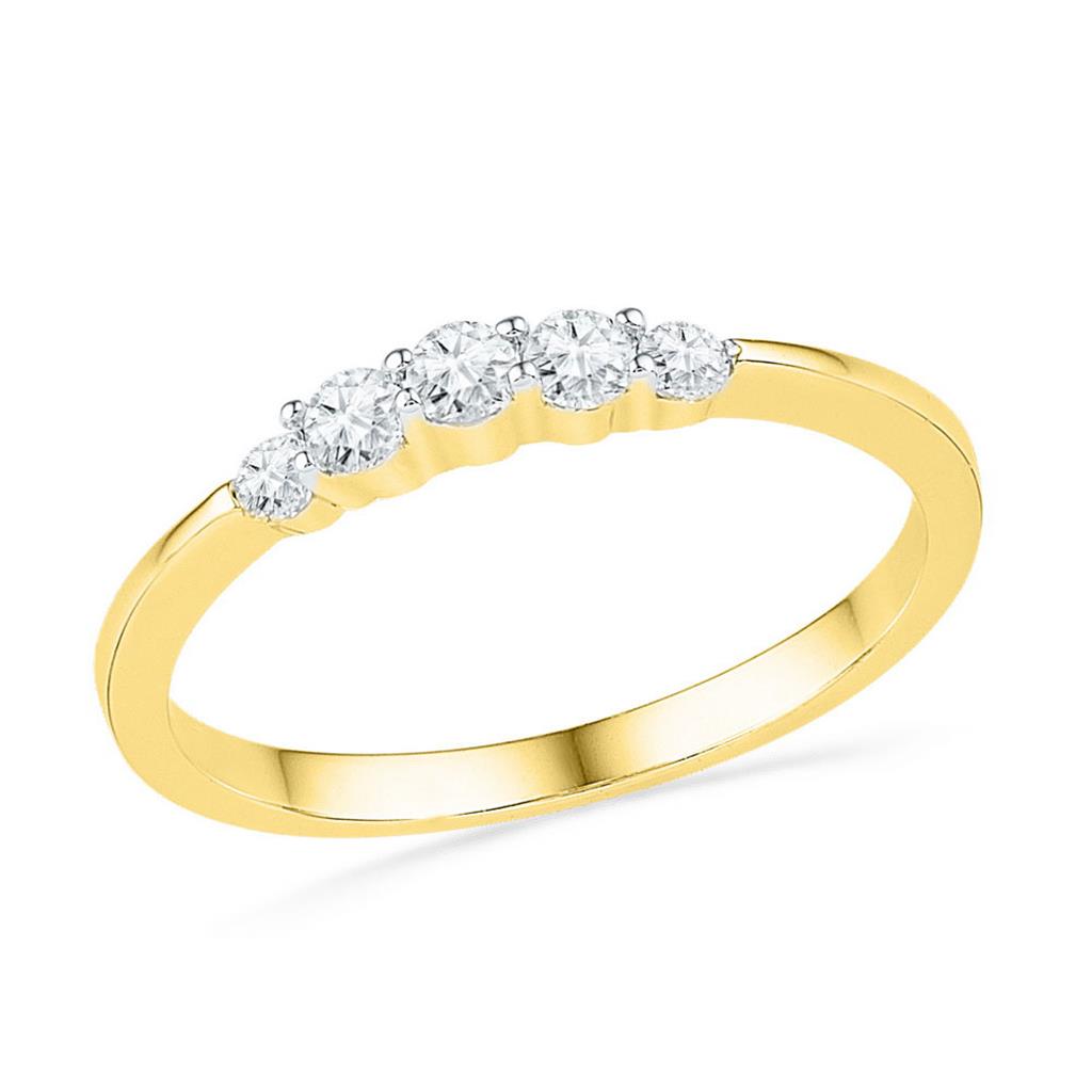 Image of ID 1 10k Yellow Gold Round Diamond 5-stone Bridal Engagement Ring 1/4 Cttw