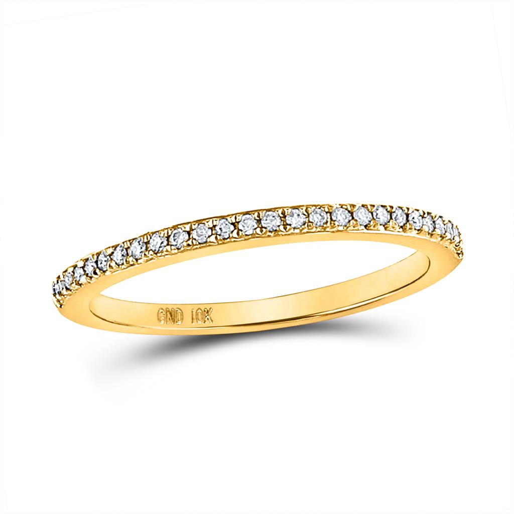 Image of ID 1 10k Yellow Gold Round Diamond Anniversary Stackable Band Ring 1/8 Cttw