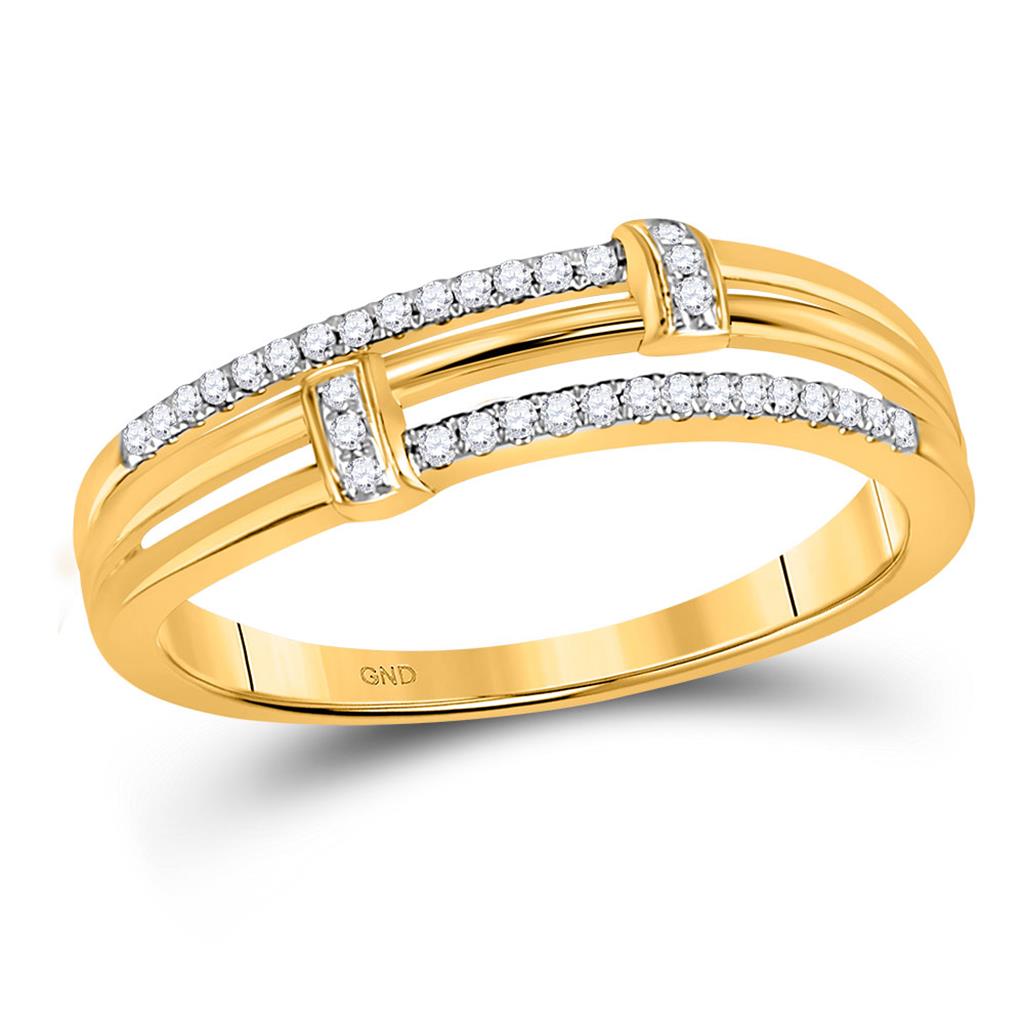 Image of ID 1 10k Yellow Gold Round Diamond Band Ring 1/12 Cttw