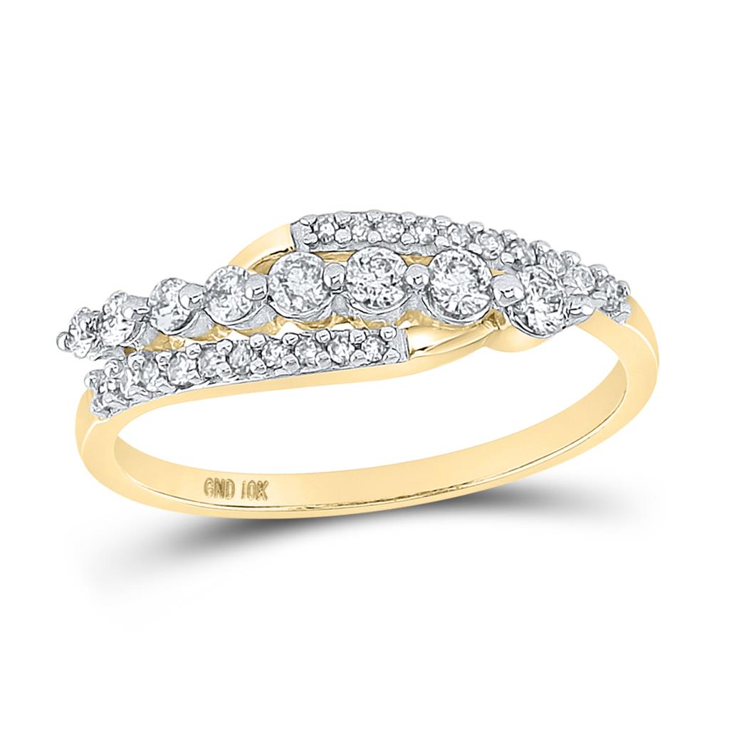 Image of ID 1 10k Yellow Gold Round Diamond Band Ring 1/3 Cttw