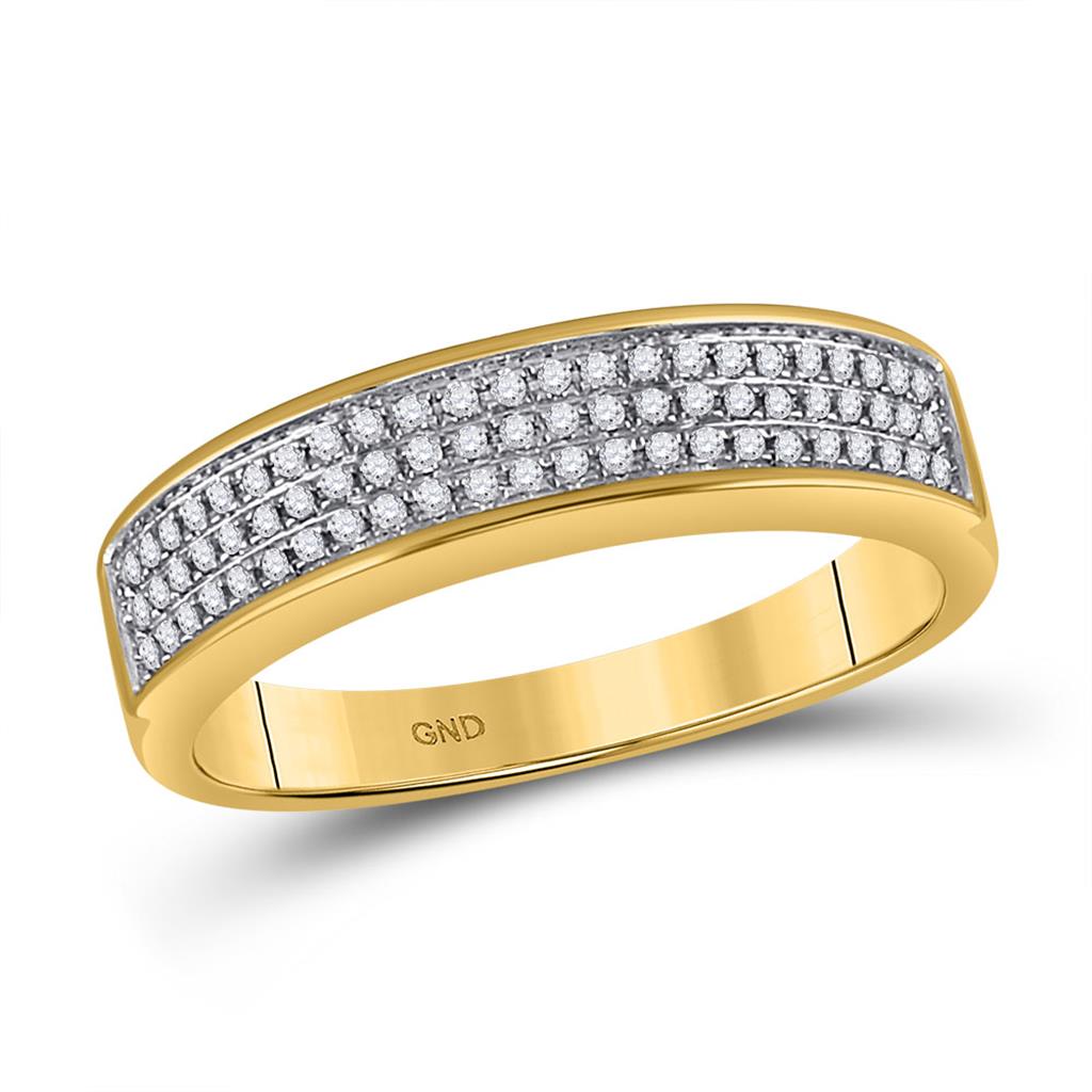 Image of ID 1 10k Yellow Gold Round Diamond Band Ring 1/4 Cttw