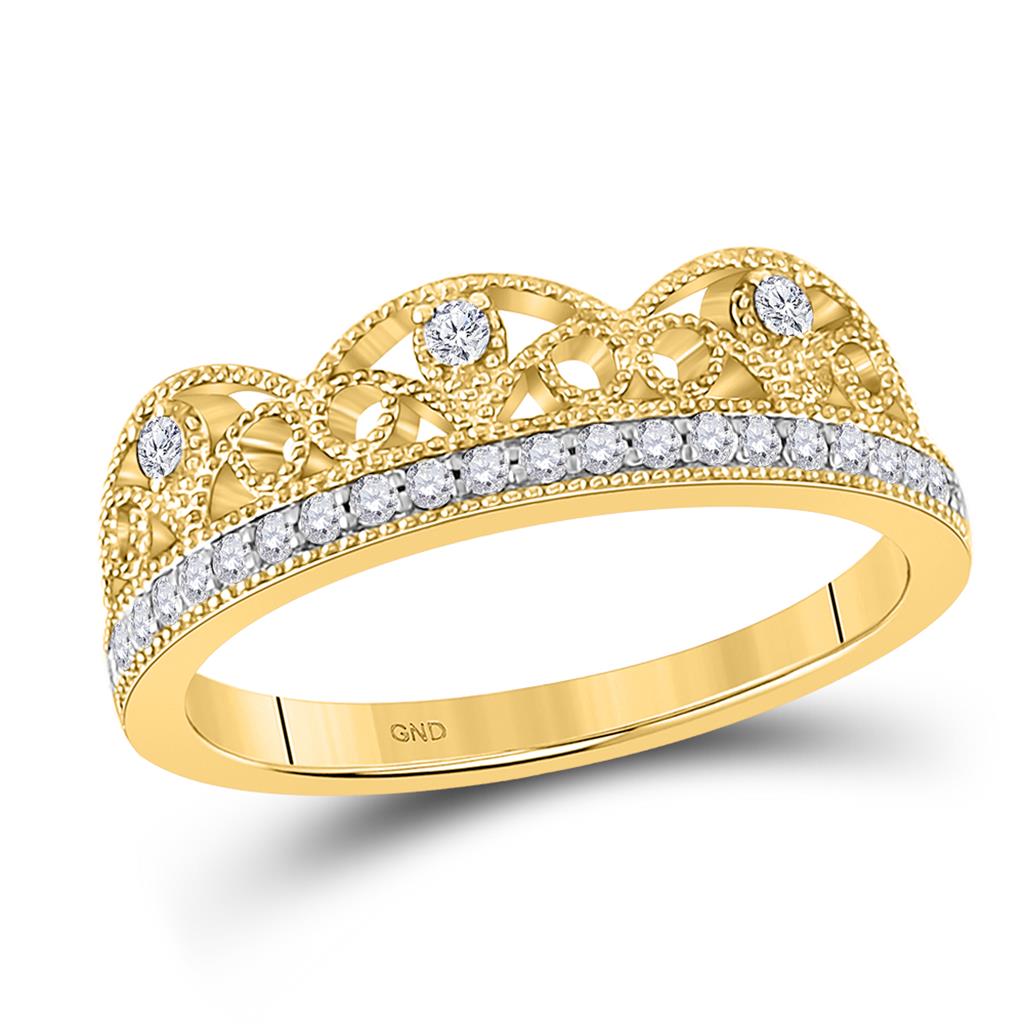 Image of ID 1 10k Yellow Gold Round Diamond Band Ring 1/5 Cttw