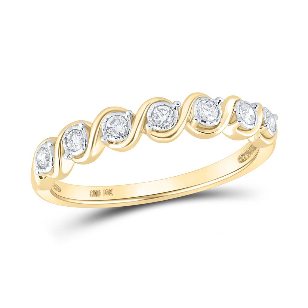 Image of ID 1 10k Yellow Gold Round Diamond Band Ring 1/6 Cttw