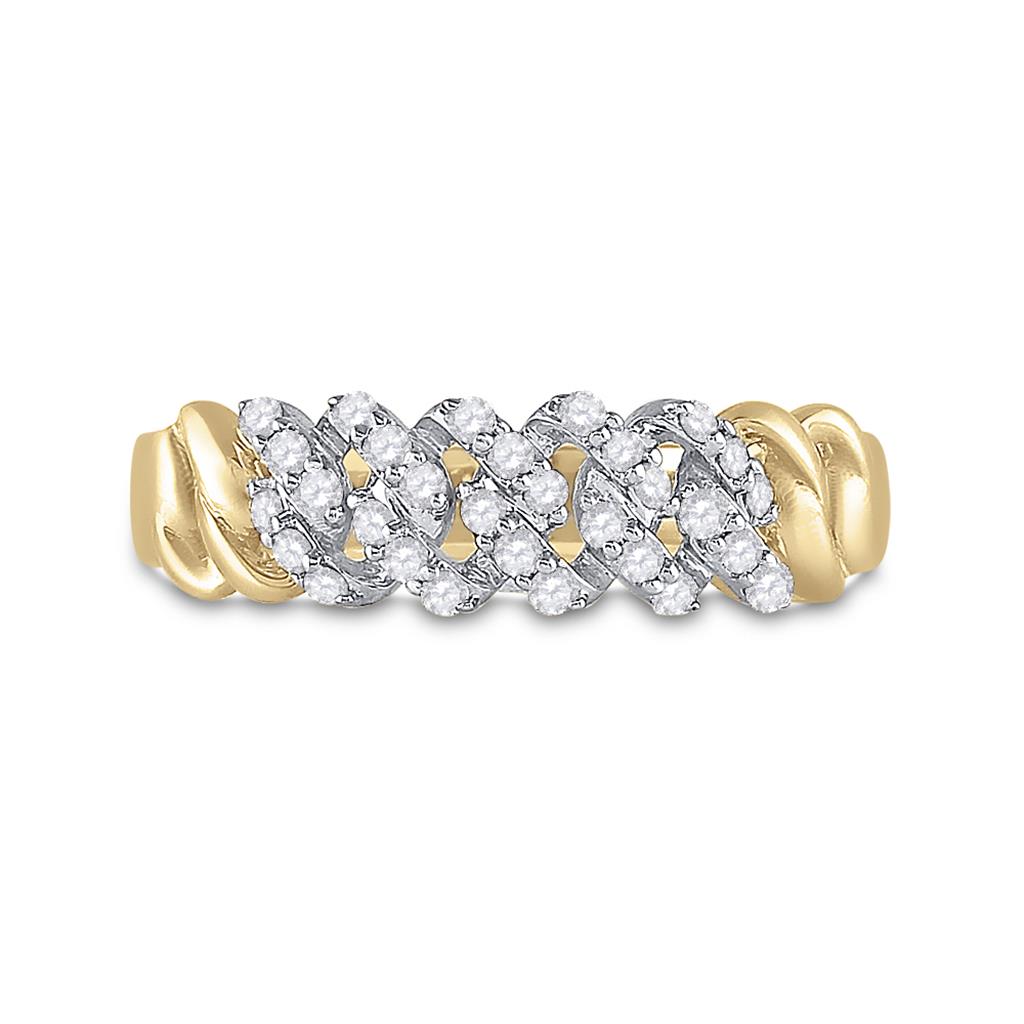 Image of ID 1 10k Yellow Gold Round Diamond Band Ring 3/8 Cttw